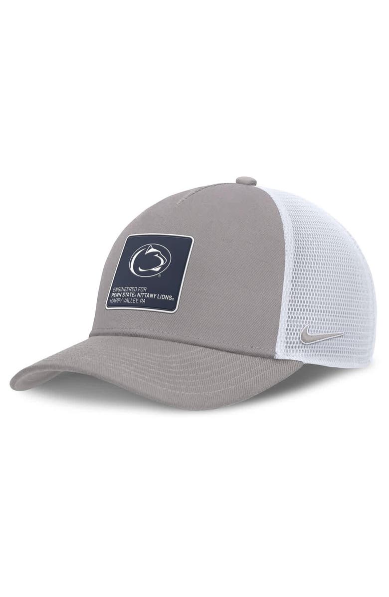 Nike Men's Nike  Gray/White Penn State Nittany Lions 2025 On-Field Rise Engineered Trucker Adjustable Hat, Main, color, 