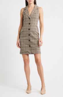 Vince Camuto Windowpane Plaid Coat Dress