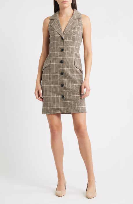 Vince Camuto Windowpane Plaid Coat Dress