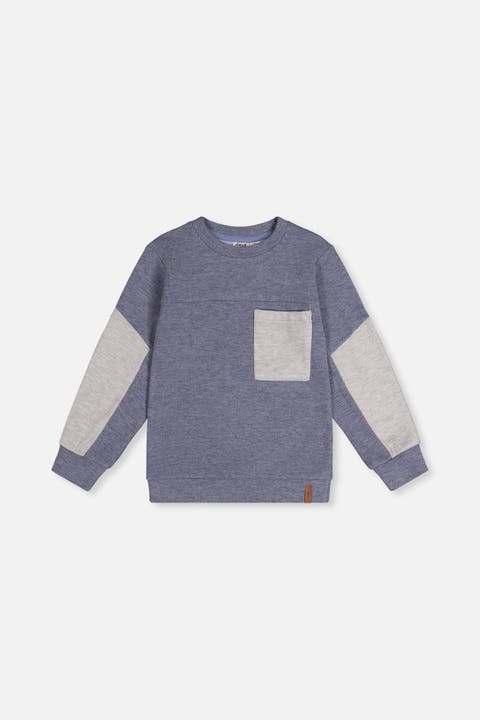 Colorblock Sporty Brushed Jersey Top with Chest Pocket