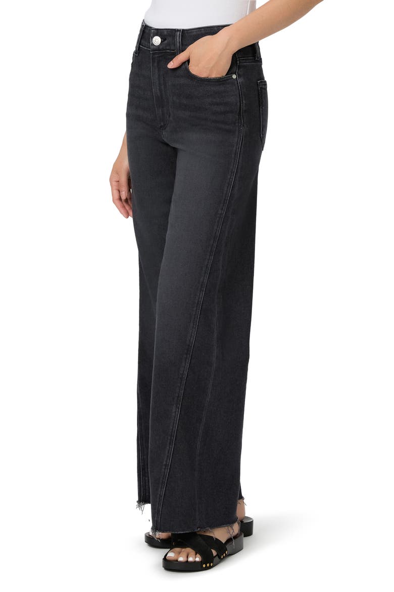 Anessa High Waist Raw Hem Wide Leg Jeans, Alternate, color, INK BLACK