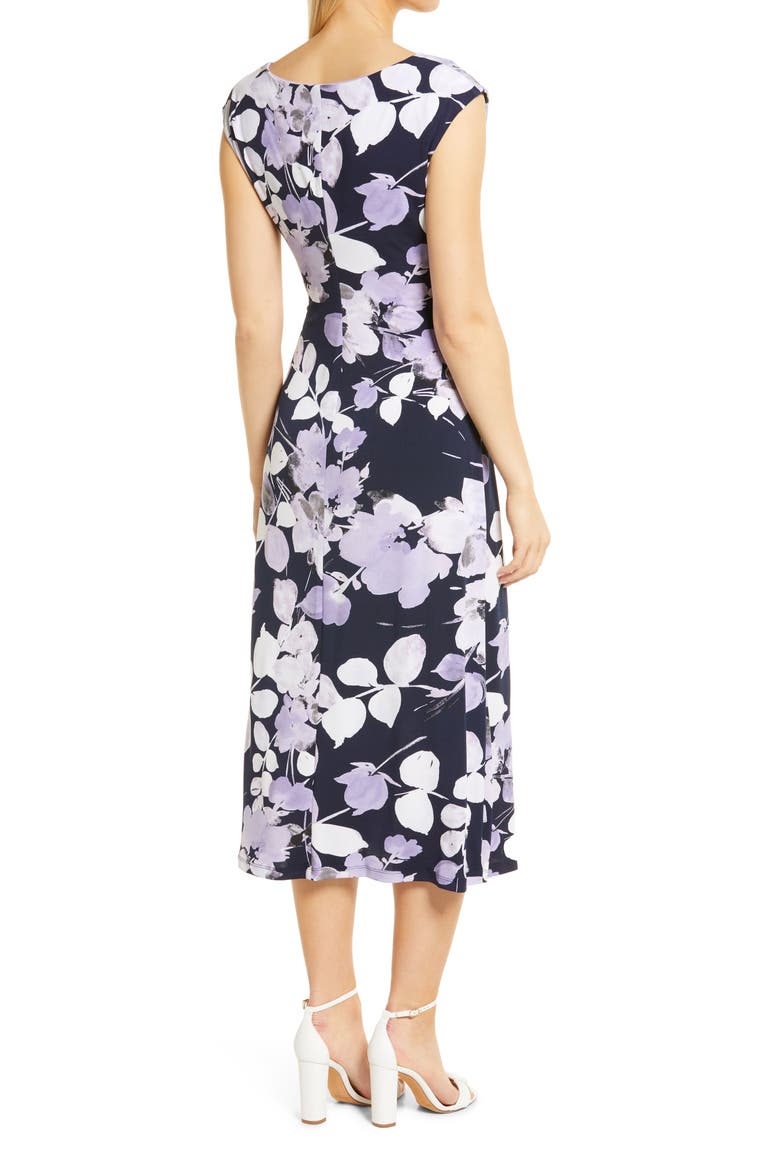 Floral Drape Neck Dress, Alternate, color, DUSTY LAVENDER