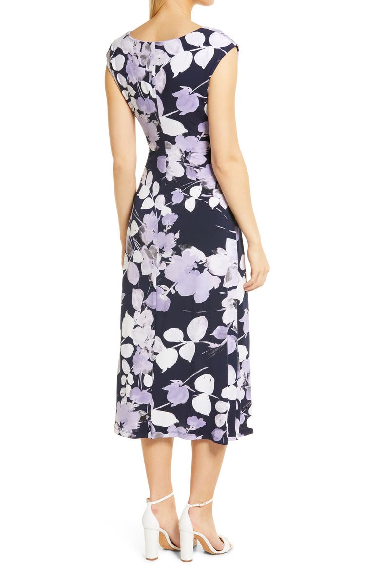Connected Apparel Floral Drape Neck Dress, Alternate, color,