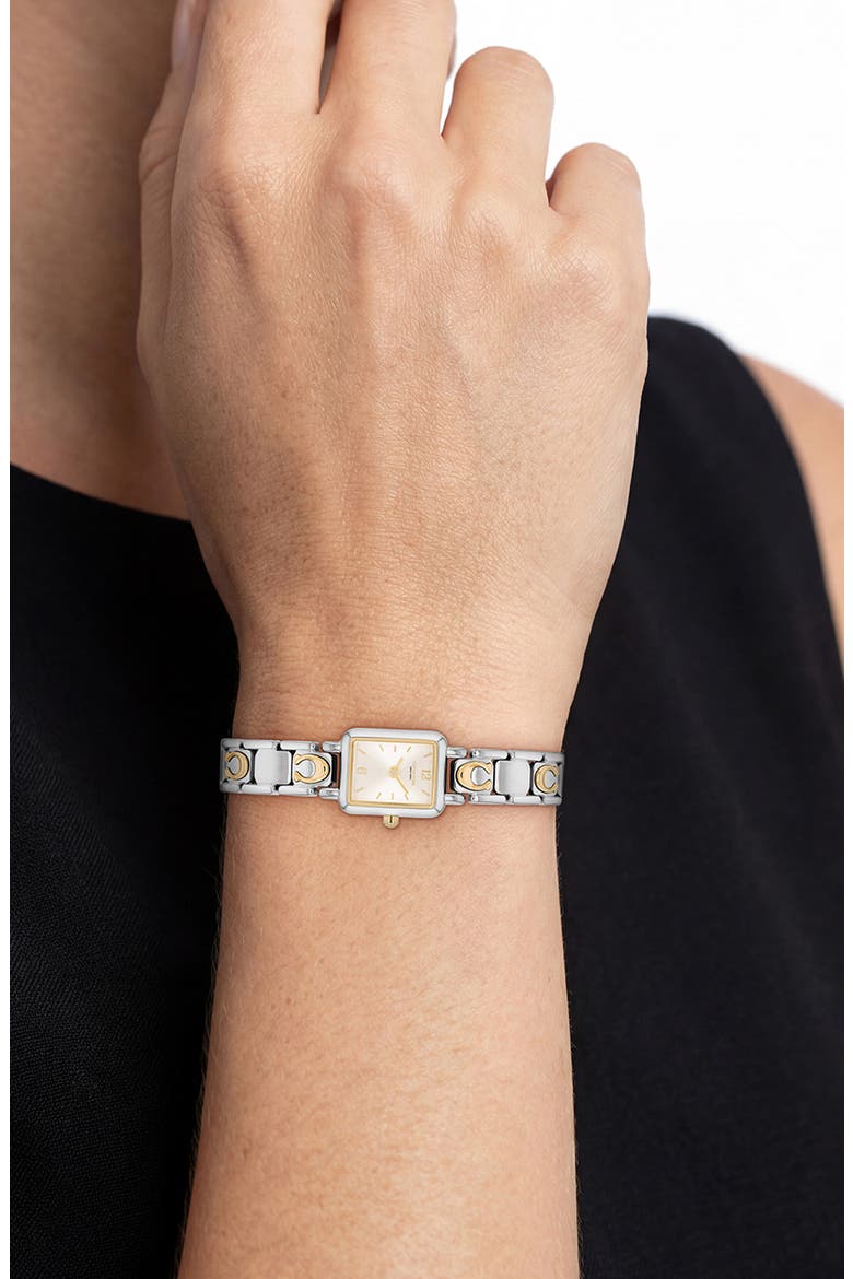 Mara Tank Two-Tone Bracelet Watch, 15.5mm x 19mm, Alternate, color, SILVER GOLD