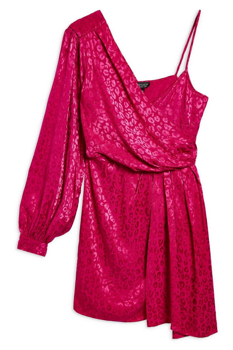 One-Shoulder Drop Jacquard Dress, Alternate, color, PINK