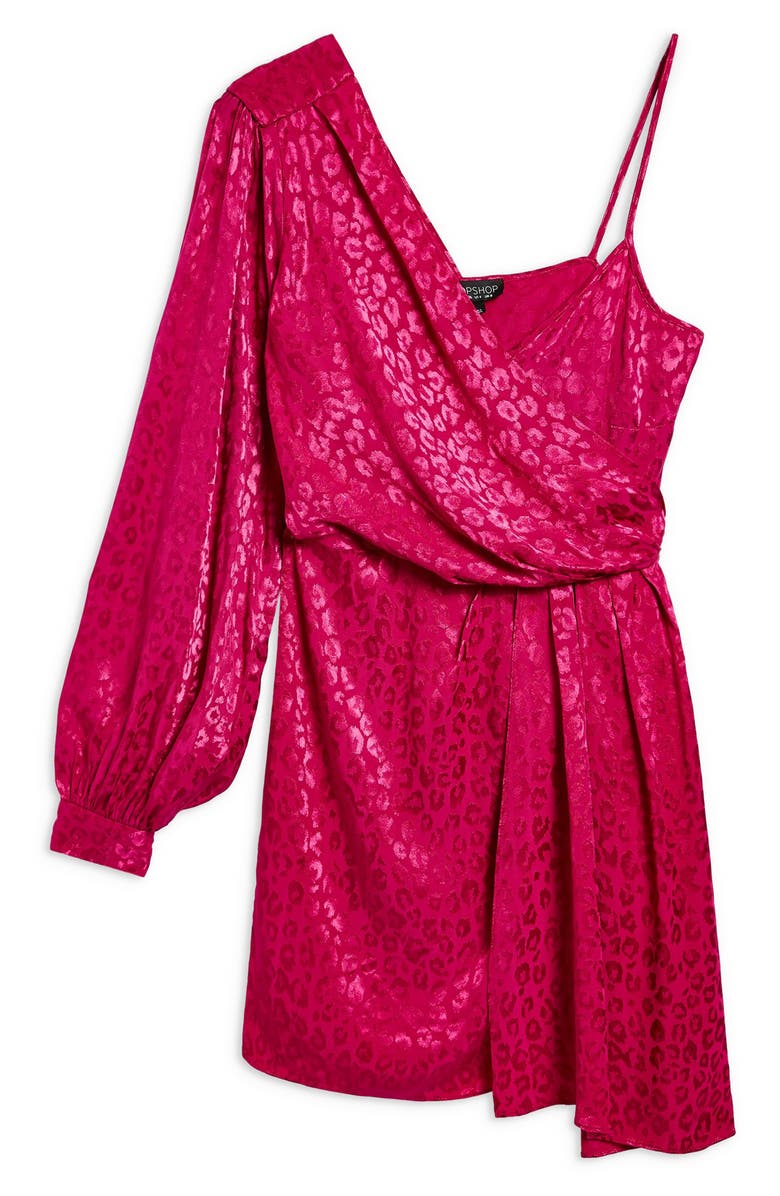 Topshop One-Shoulder Drop Jacquard Dress, Alternate, color,