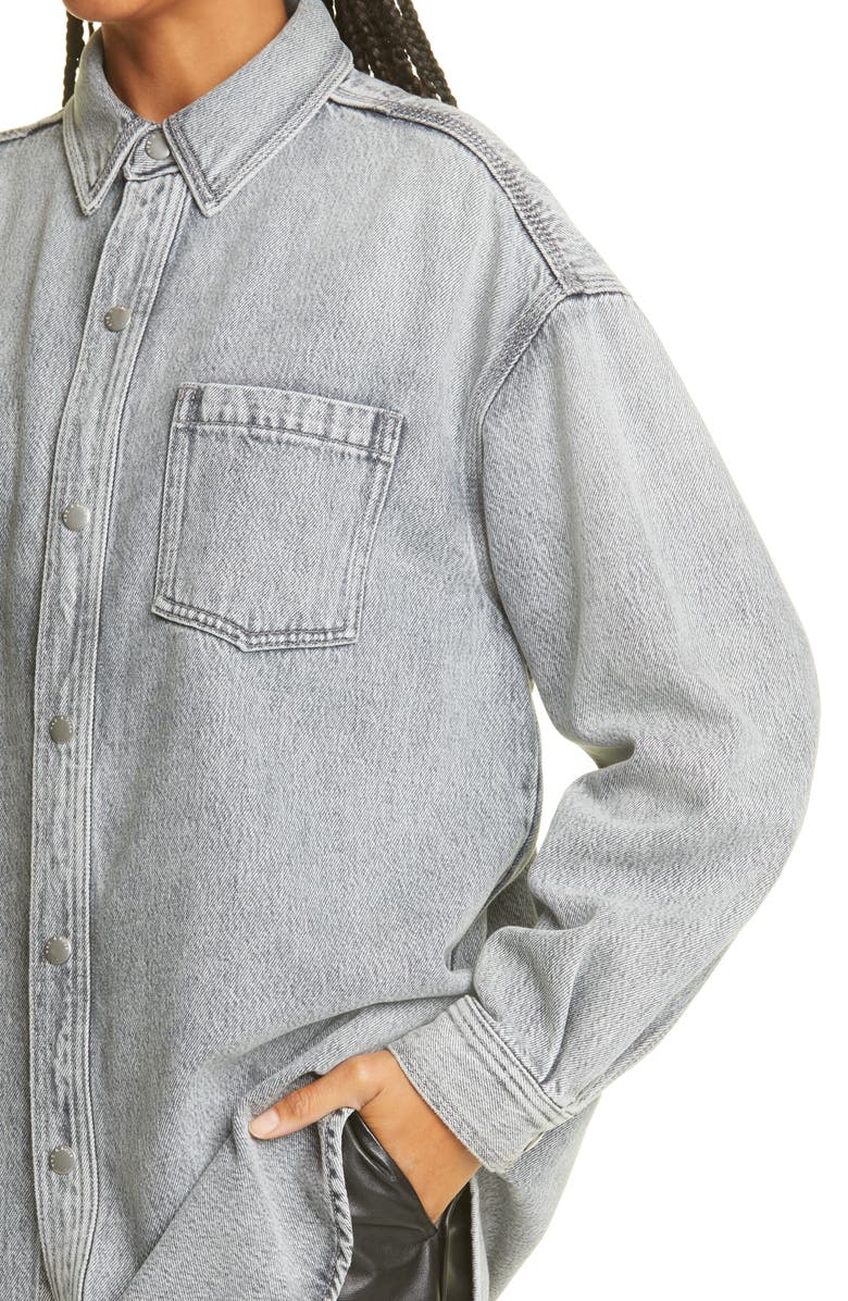rag & bone Oversize Snap Front Denim Shirt, Alternate, color, 