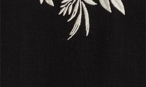 Pacsun Floral Appliqué Lyocell Camp Shirt In Black