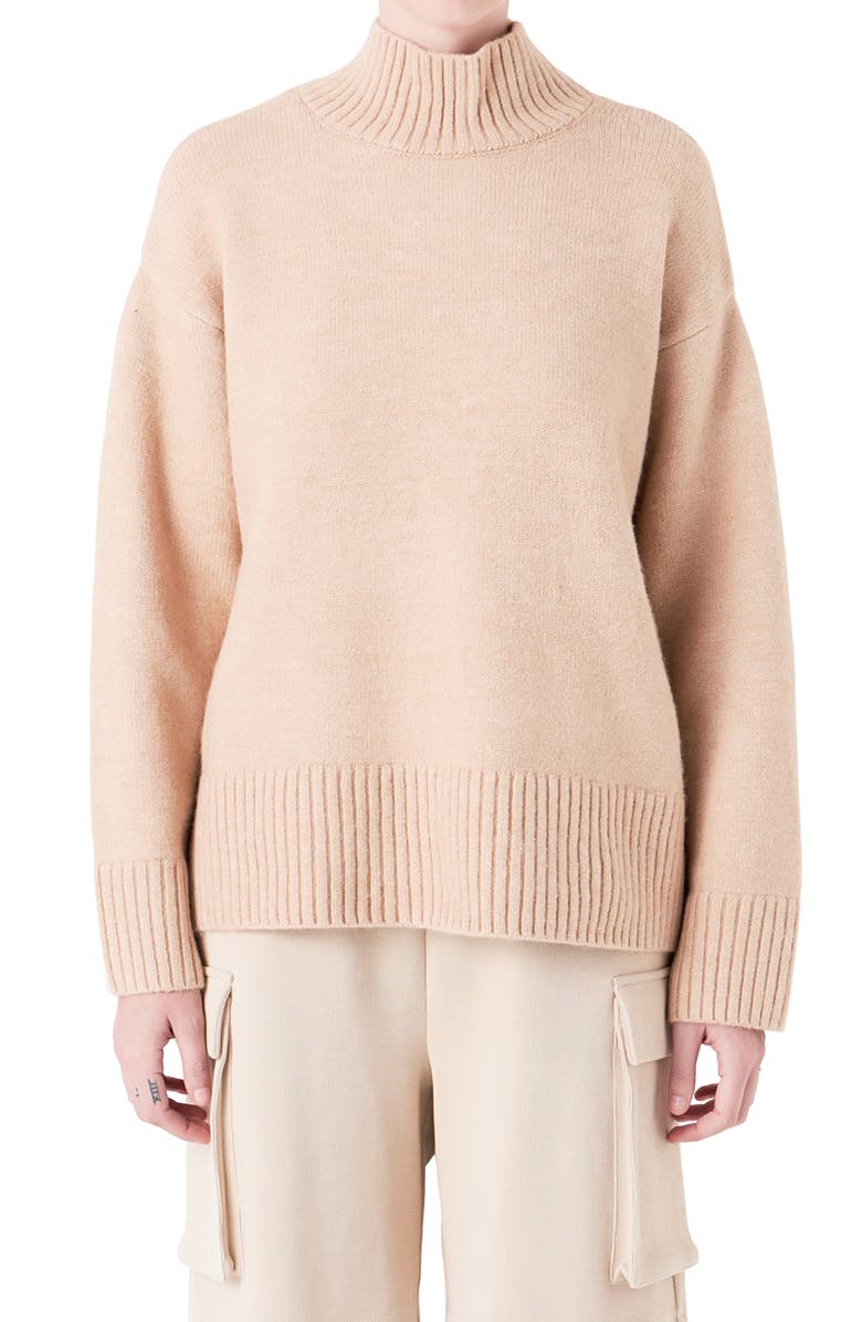 Grey Lab Turtleneck Sweater, Alternate, color, Caramel
