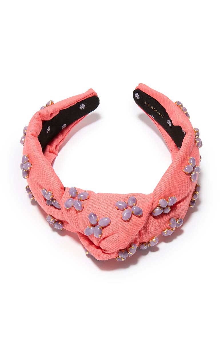 Lele Sadoughi Knotted Embellished Stone Headband, Alternate, color, Pink