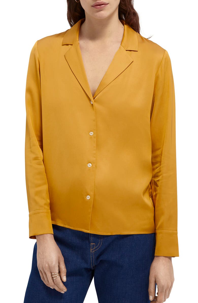 Scotch & Soda Solid Long Sleeve Blouse, Main, color,
