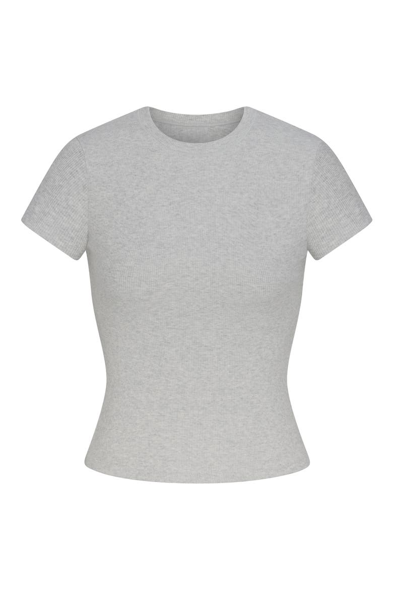 Stretch Cotton Rib T-Shirt, Alternate, color, LIGHT HEATHER GREY