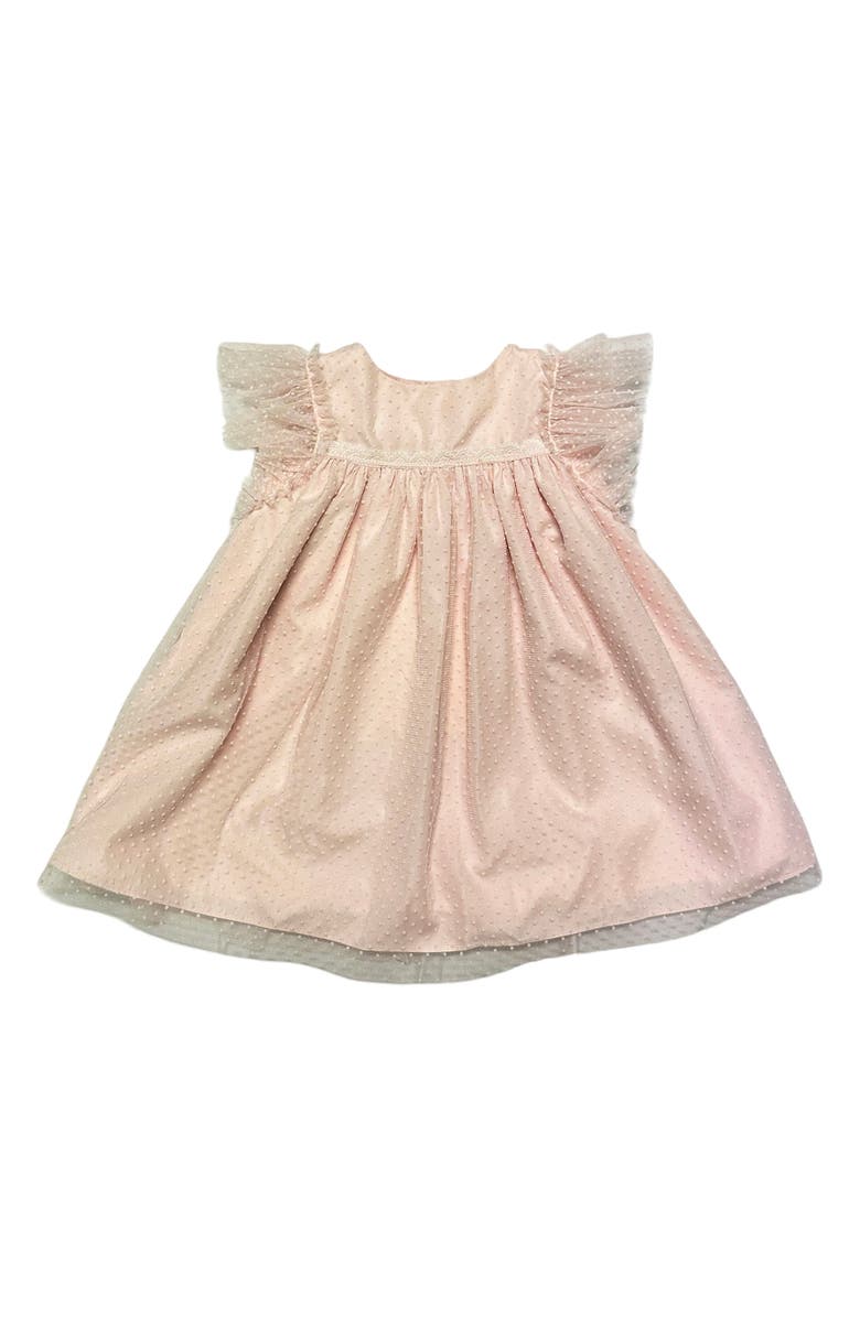 Pippa & Julie Mesh Dot Float Dress & Bloomers, Main, color, Pink