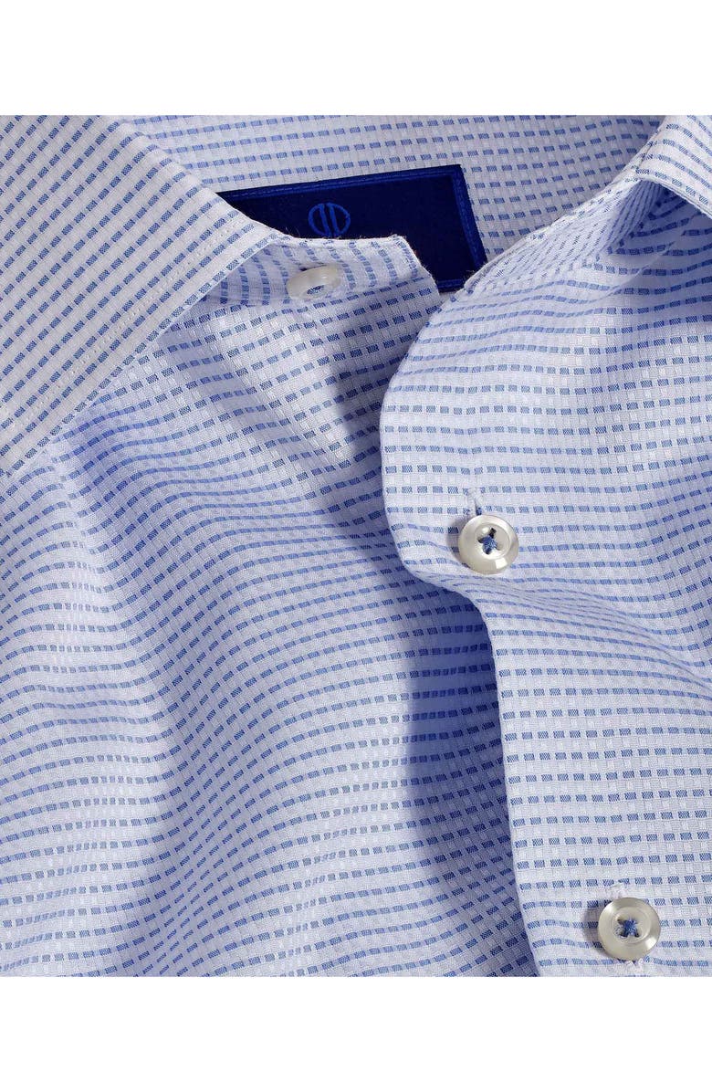David Donahue Slim Fit Neat Cotton Dobby Dress Shirt, Alternate, color, White/ Blue