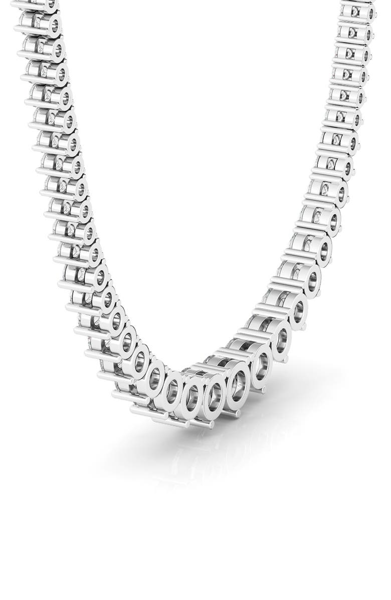 HauteCarat Graduated Lab Grown Diamond Tennis Necklace, Alternate, color, White Gold/ Diamond