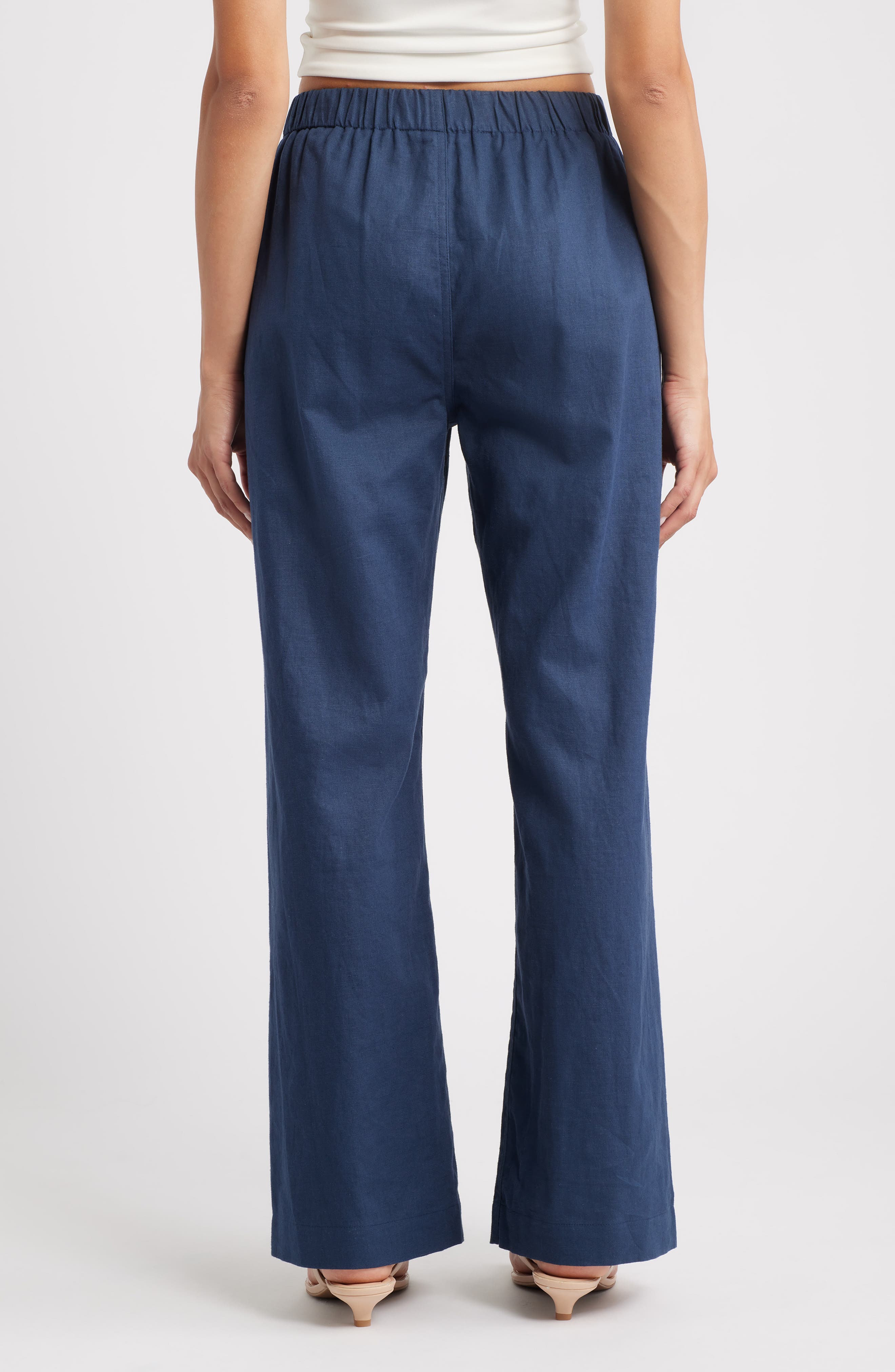 Pull-On Linen & Cotton Wide Leg Pants - image 4
