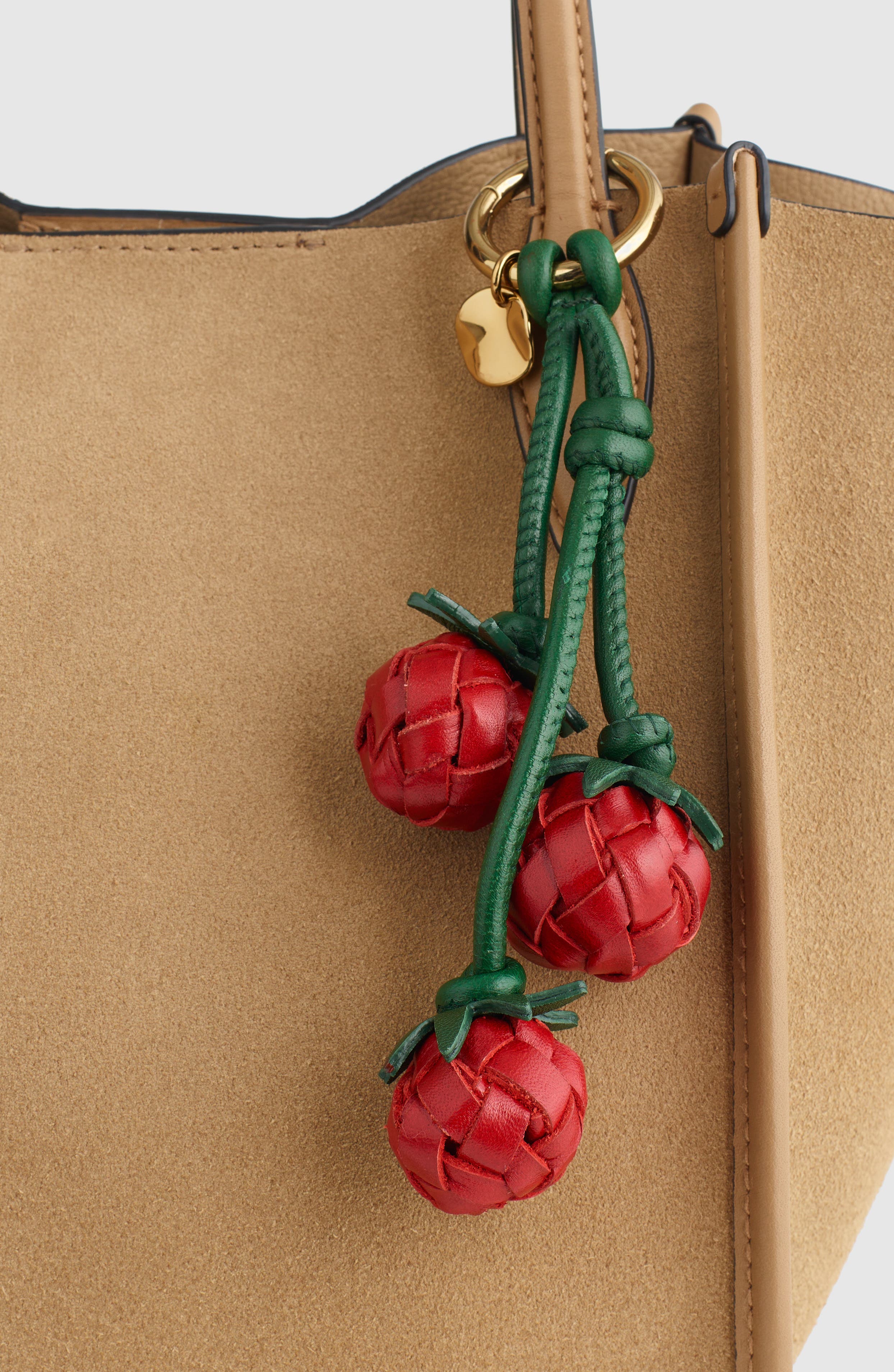 Madewell Woven Tomato Leather Bag Charm, Alternate, color, Scarlett Multi