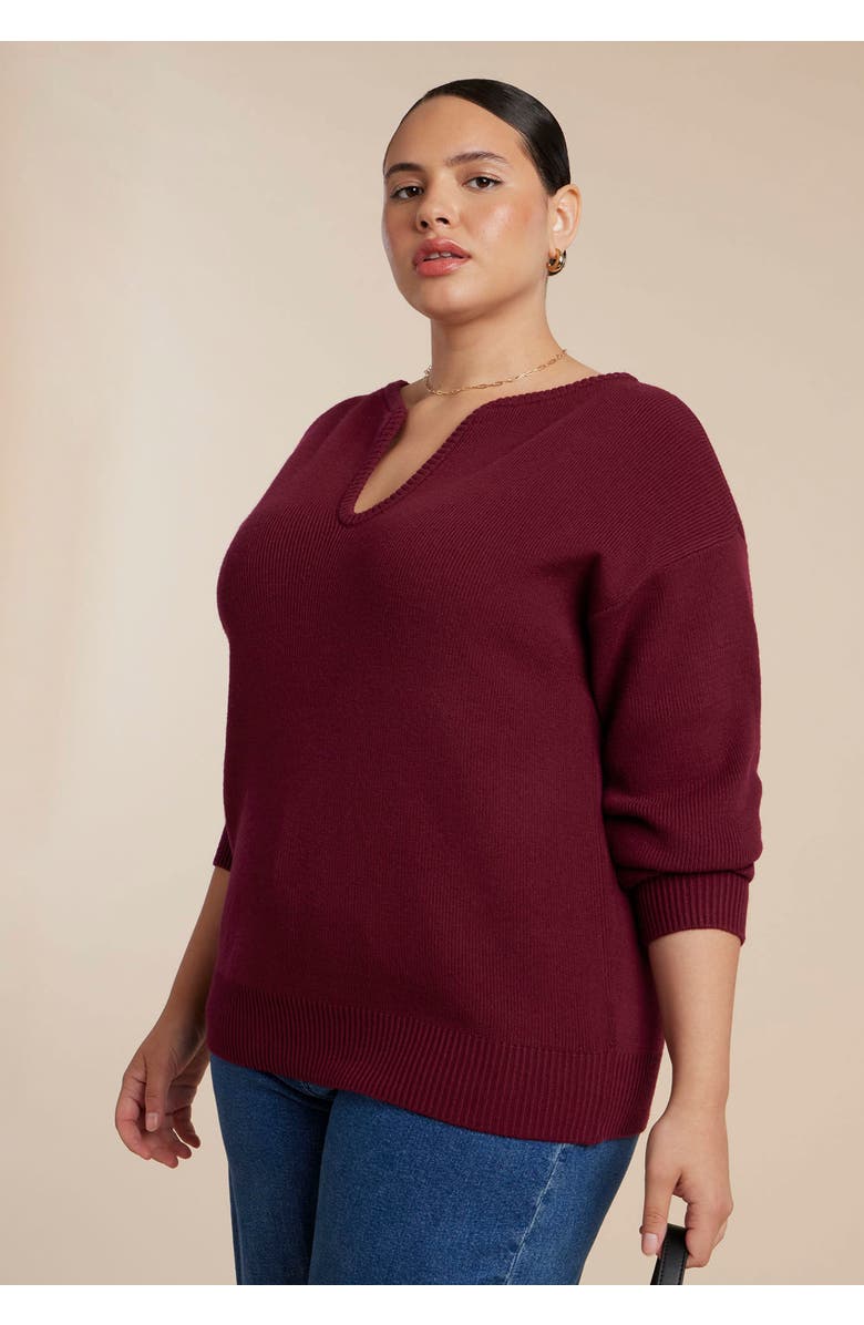 ELOQUII Deep V-Neck Sweater, Alternate, color, Port Royale