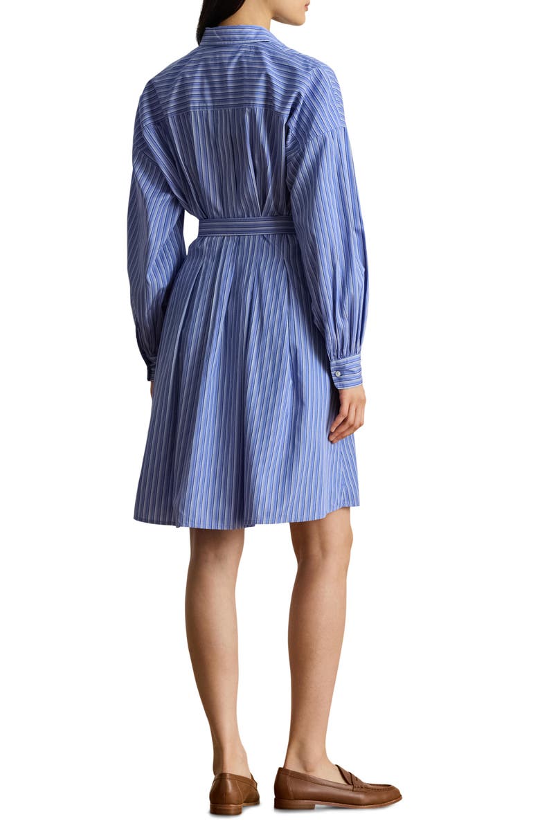Lauren Ralph Lauren Yarn Dyed Broadcloth Cotton Long Sleeve Shirtdress, Alternate, color, Blue Multi