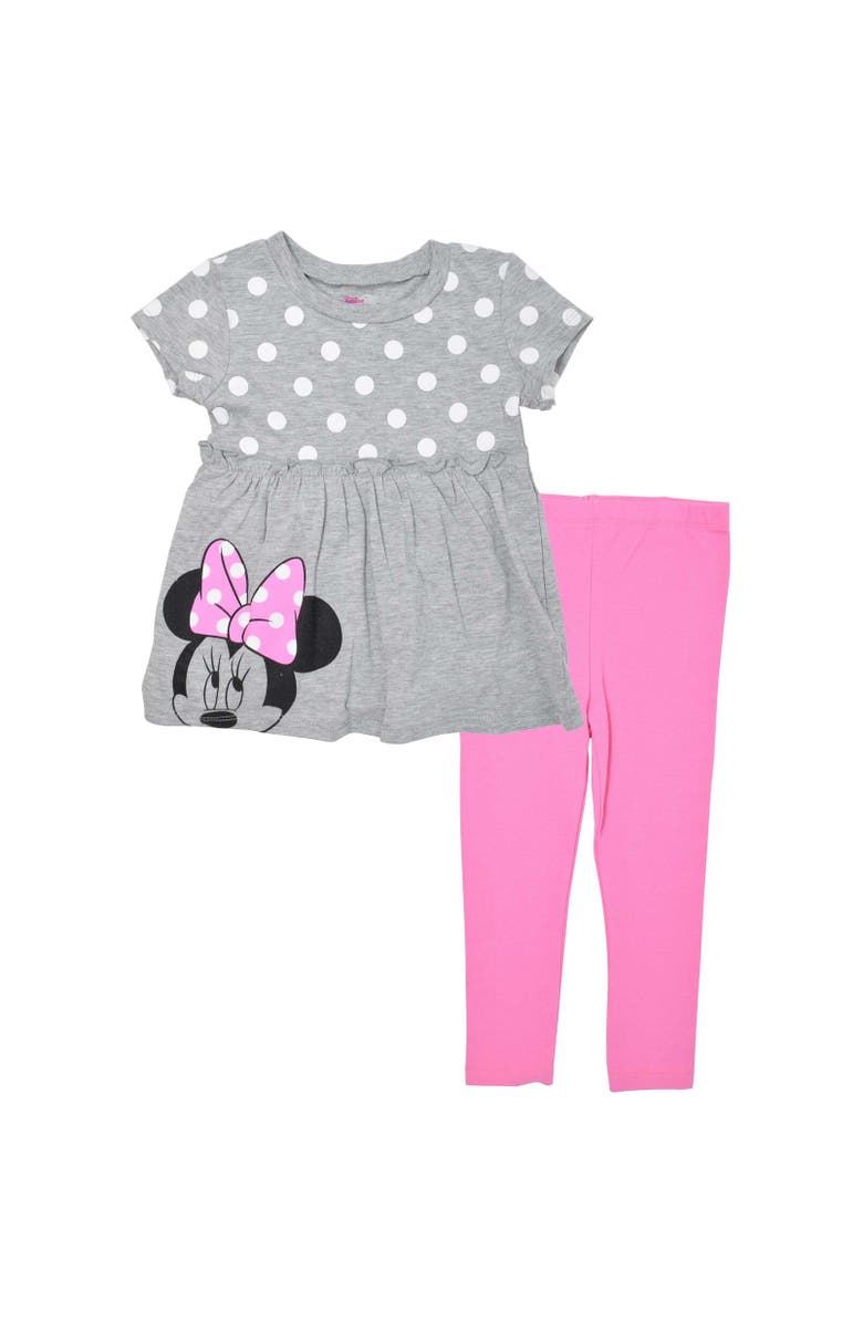 Disney T-Shirt & Leggings Set, Main, color, Heather Grey/Pink