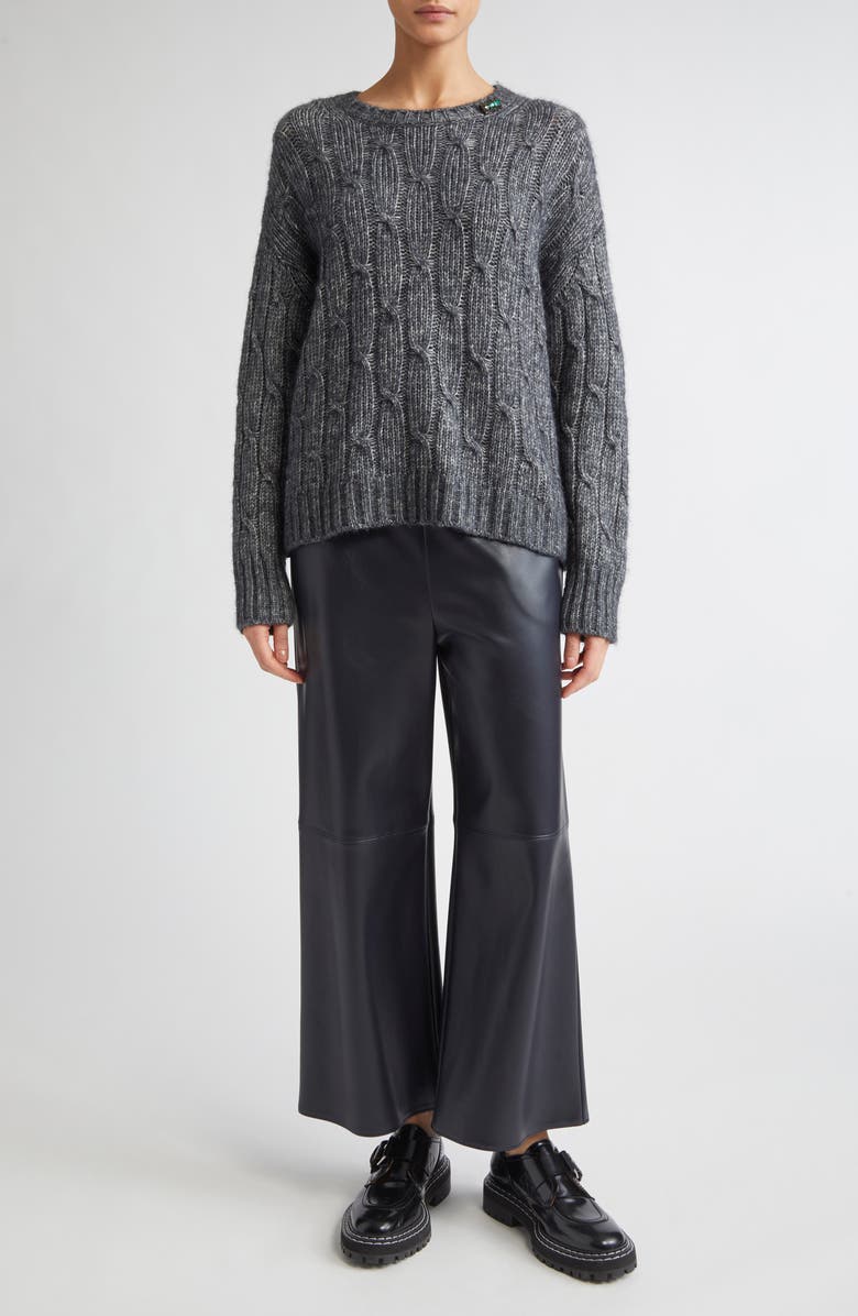 Max Mara Cabaret Oversize Cotton & Alpaca Blend Sweater, Alternate, color, Dark Grey