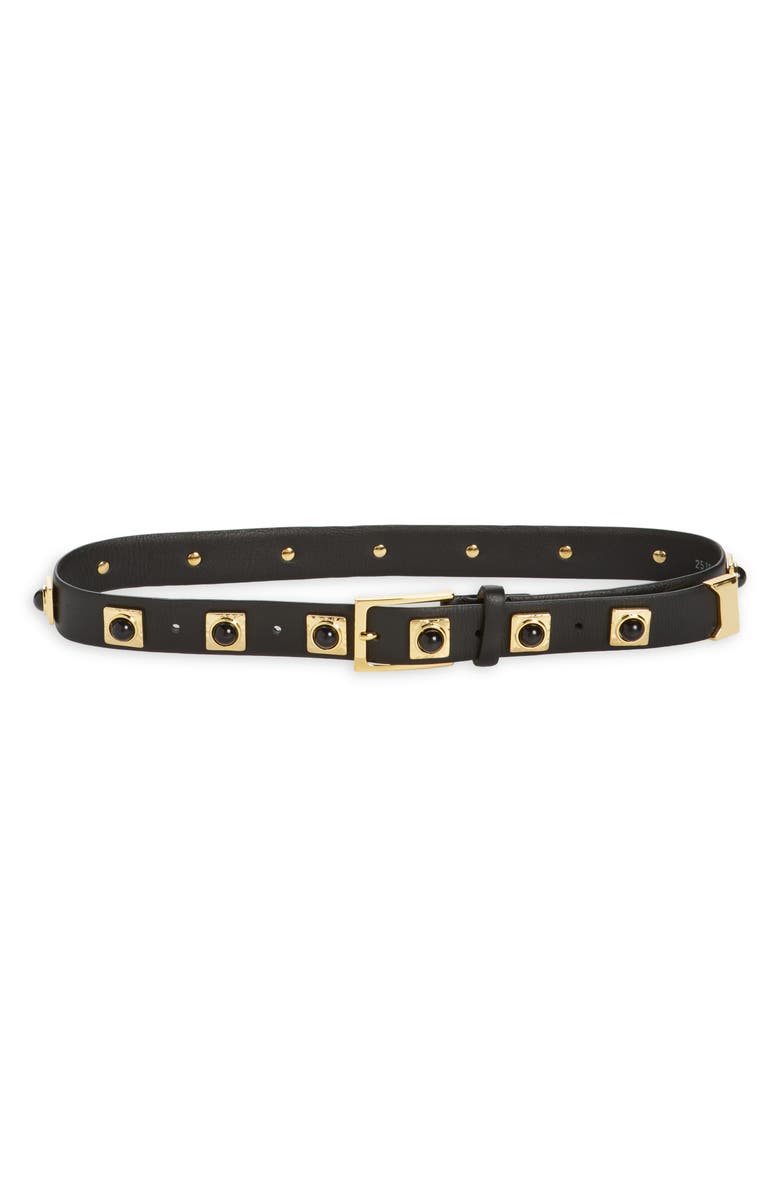 AUREUM No. 2 Stud Leather Belt, Main, color, Black Gold