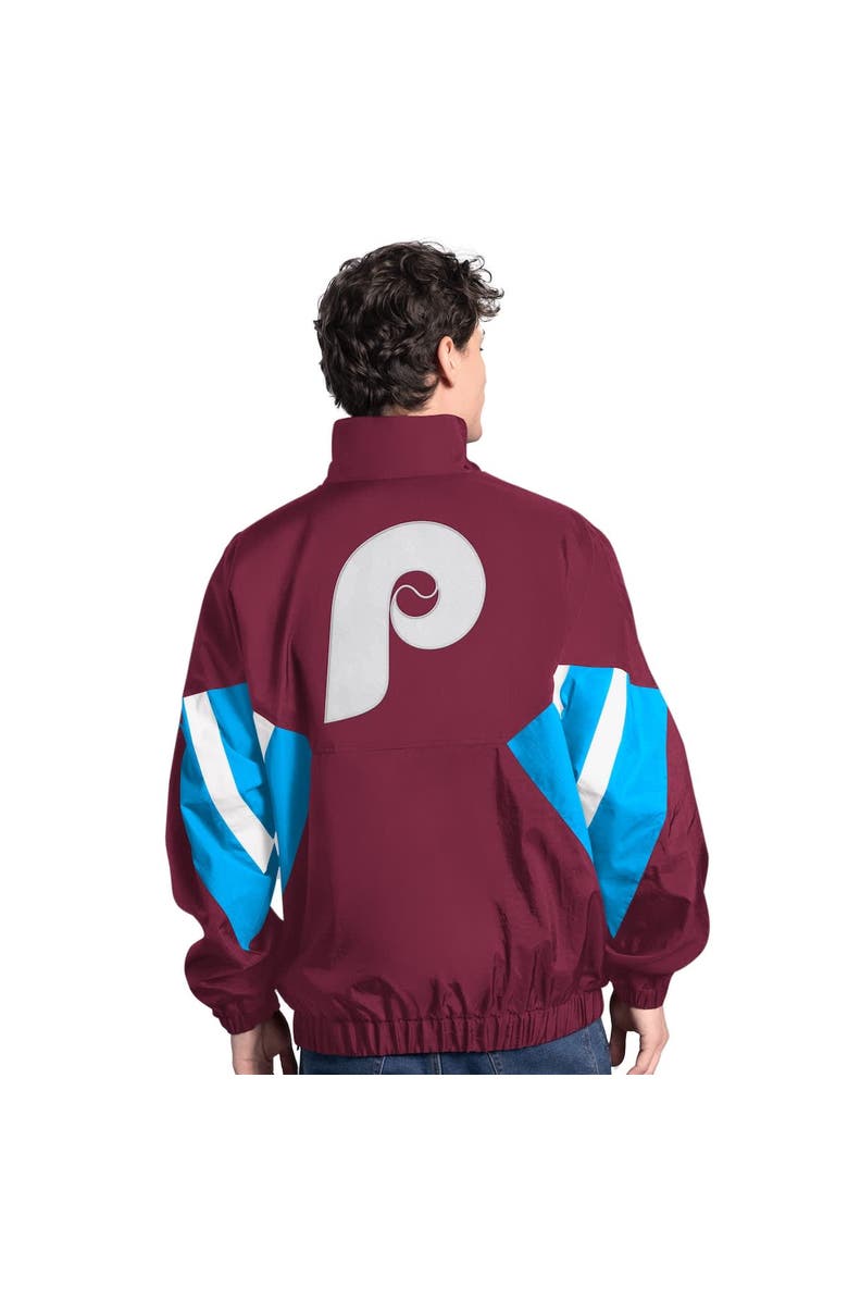 STARTER Men's Starter  Burgundy Philadelphia Phillies Cooperstown Chief Half-Zip Pullover, Alternate, color, Burgundy