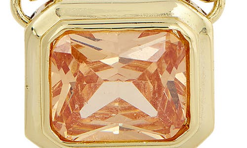 Savvy Cie Jewels Open Link Cubic Zirconia Pendant Necklace In Gold/topaz