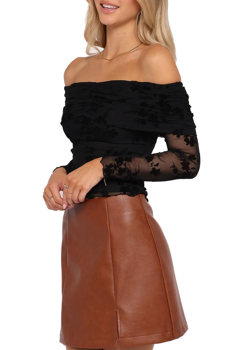 Aerin Floral Off the Shoulder Lace Top, Alternate, color, BLACK
