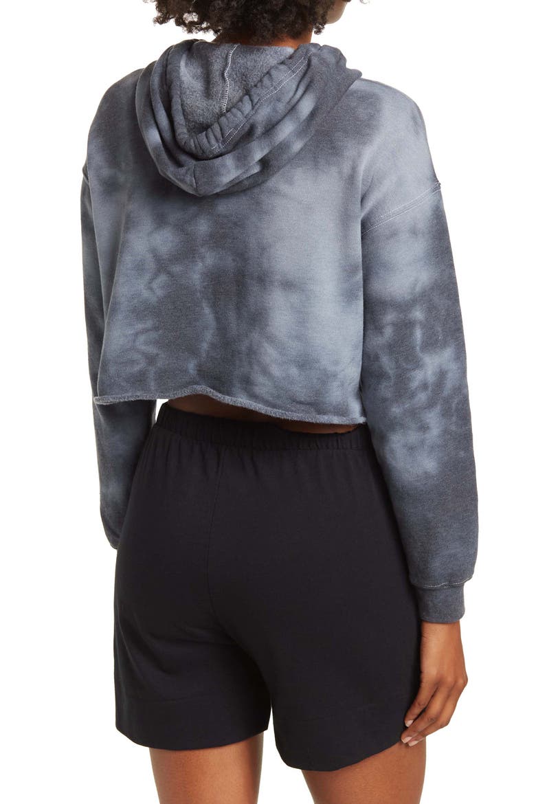 Crop Tie Dye Hoodie, Alternate, color, BLK/GREY TIE DYE
