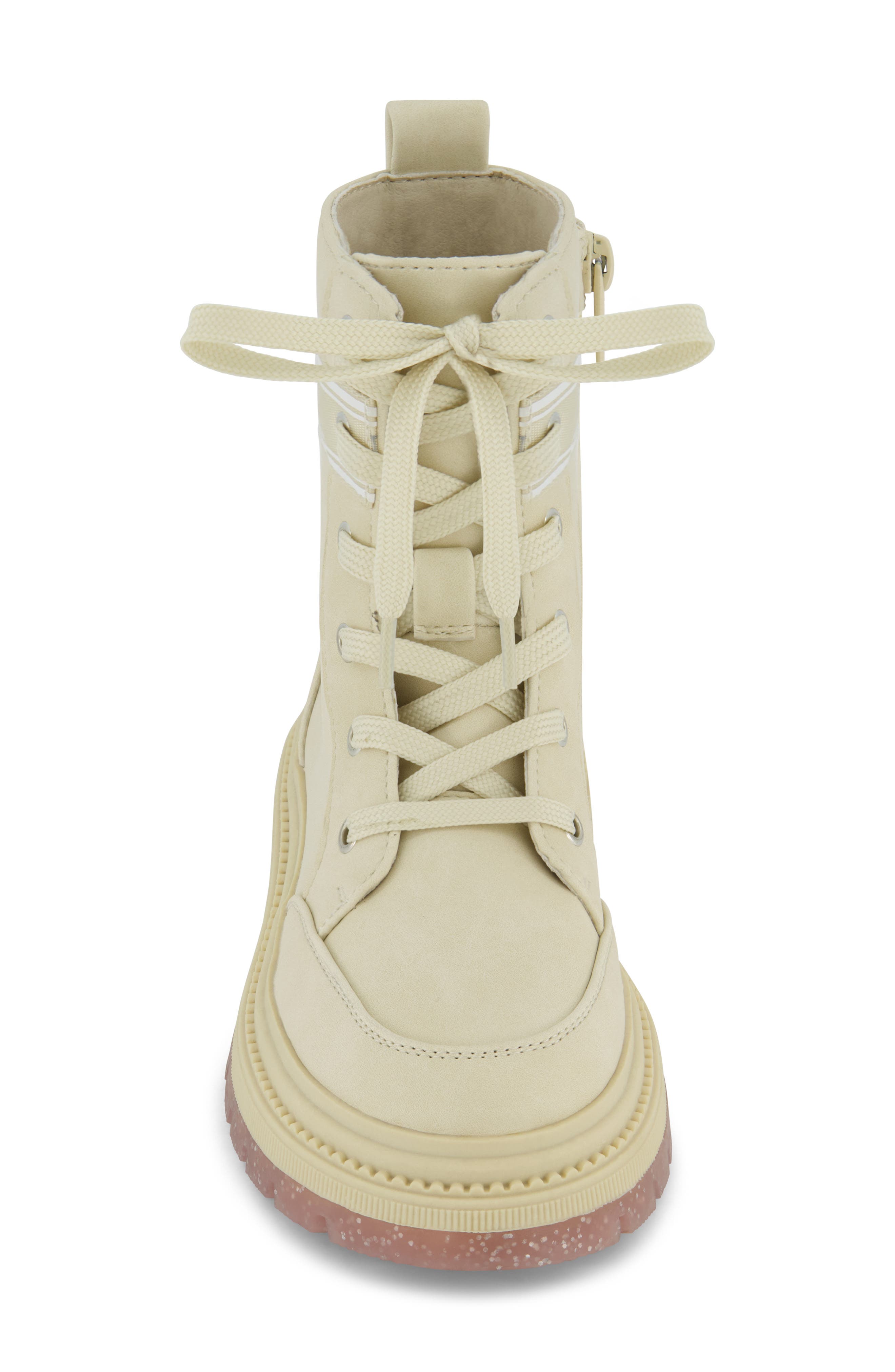 DKNY Kids' Crissa Logo Combat Boot, Alternate, color, Cream