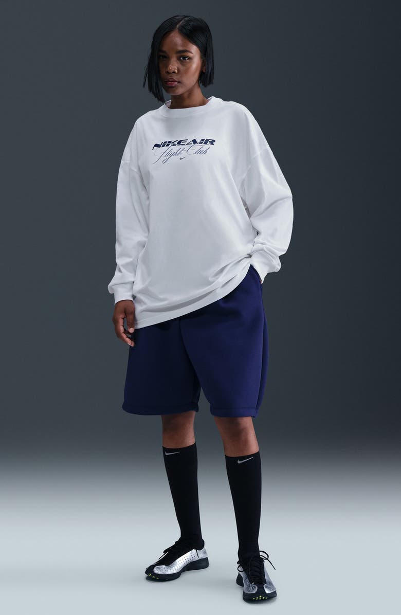 Nike Air Flight Club Oversize Long Sleeve Graphic T-Shirt, Alternate, color, White