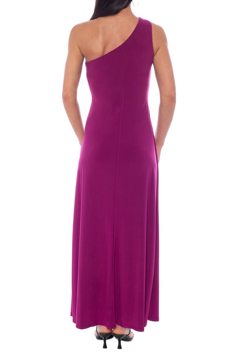 One-Shoulder Front Twist A-Line Gown, Alternate, color, MAGENTA