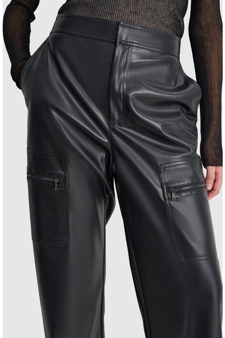Faux Leather Cargo Pants, Alternate, color, BLACK