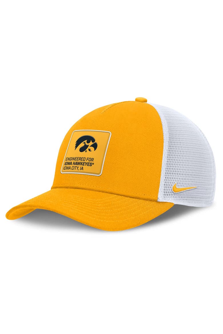 Men's Nike  Gold/White Iowa Hawkeyes 2025 On-Field Rise Engineered Trucker Adjustable Hat, Main, color, Gold