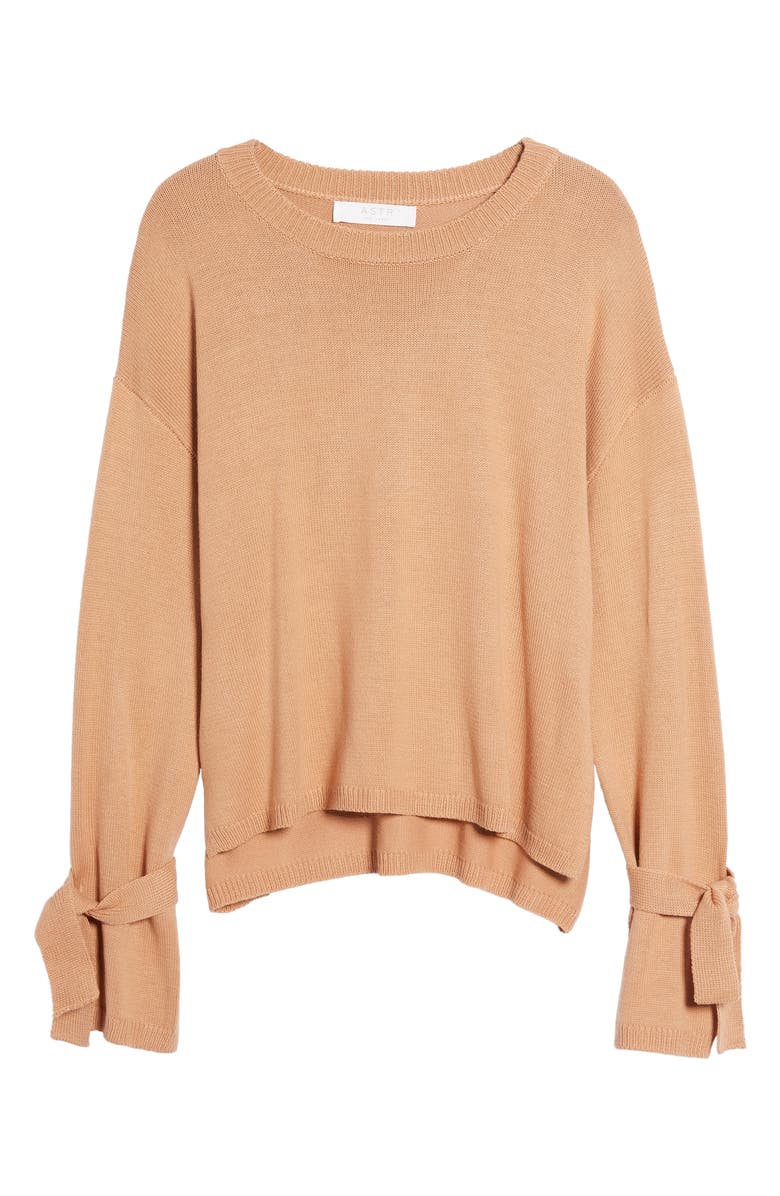 ASTR the Label Tie Sleeve Sweater, Alternate, color, Tan Cork