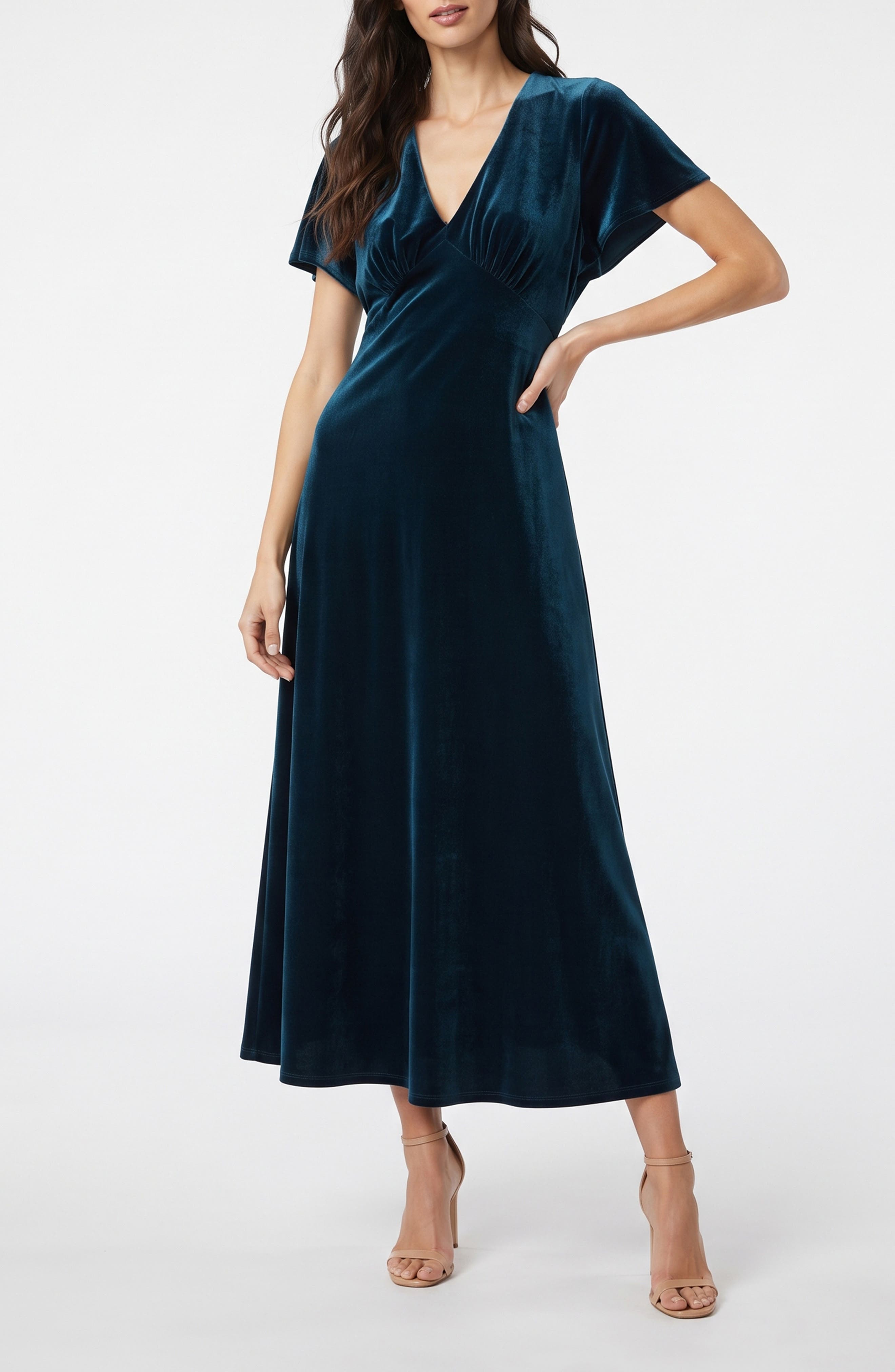 Velvet Empire Waist Midi Dress