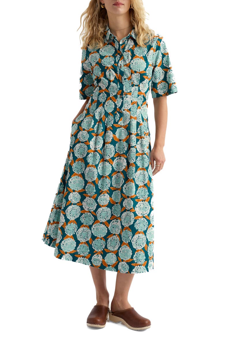 Wild Liquorice Organic Cotton Shirtdress, Main, color, PAINTED MARIGOLD DARK WRECKAGE