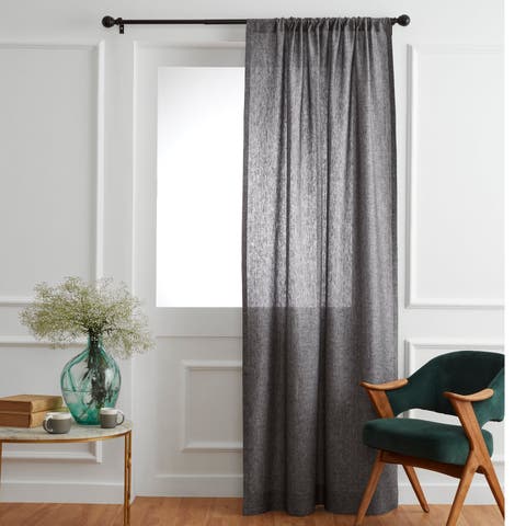 Linen Curtain with Light Filtering Rod Pocket for Living Room, Bedroom