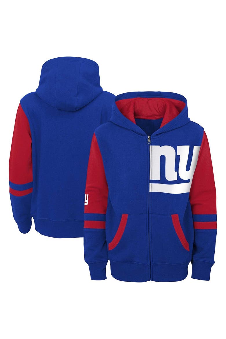 Youth Royal New York Giants Colorblock Full-Zip Hoodie, Main, color, Royal
