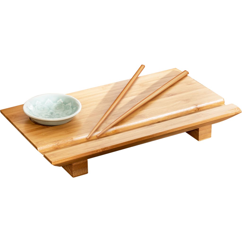 Joyce Chen Burnished Sushi Board Set In Brown