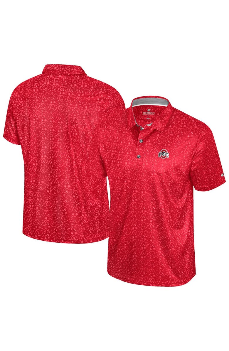 COLOSSEUM Men's Colosseum  Scarlet Ohio State Buckeyes Football Print Polo, Main, color, Scarlet