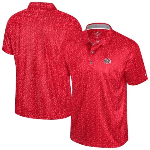 Men's Colosseum  Scarlet Ohio State Buckeyes Football Print Polo