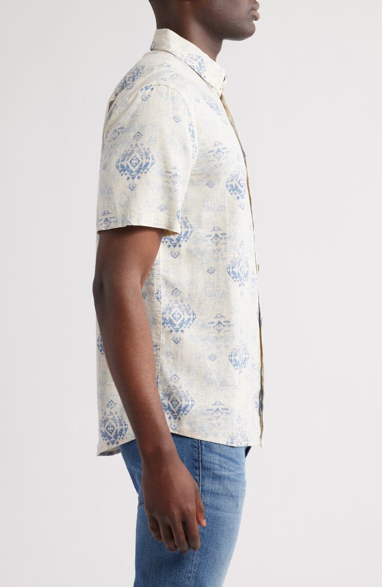 Pendleton Dawson Printed Short Sleeve Linen Blend Button-Up Shirt, Alternate, color,