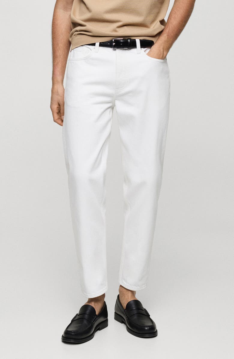 MANGO Crop Tapered Jeans, Main, color, Off White