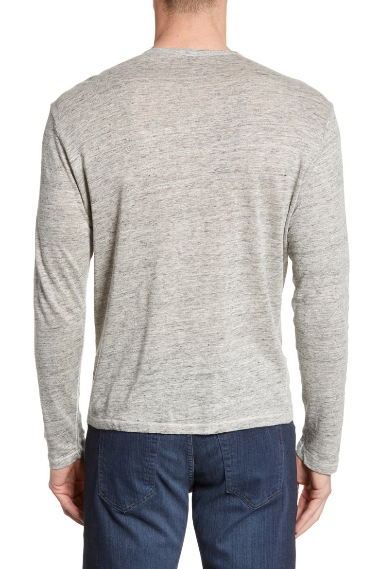 Grand Bend Long Sleeve Linen Henley, Alternate, color, LIGHT GREY