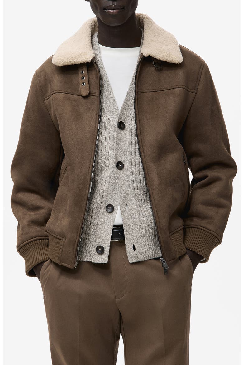 Faux Shearling Jacket, Main, color, MEDIUM BROWN