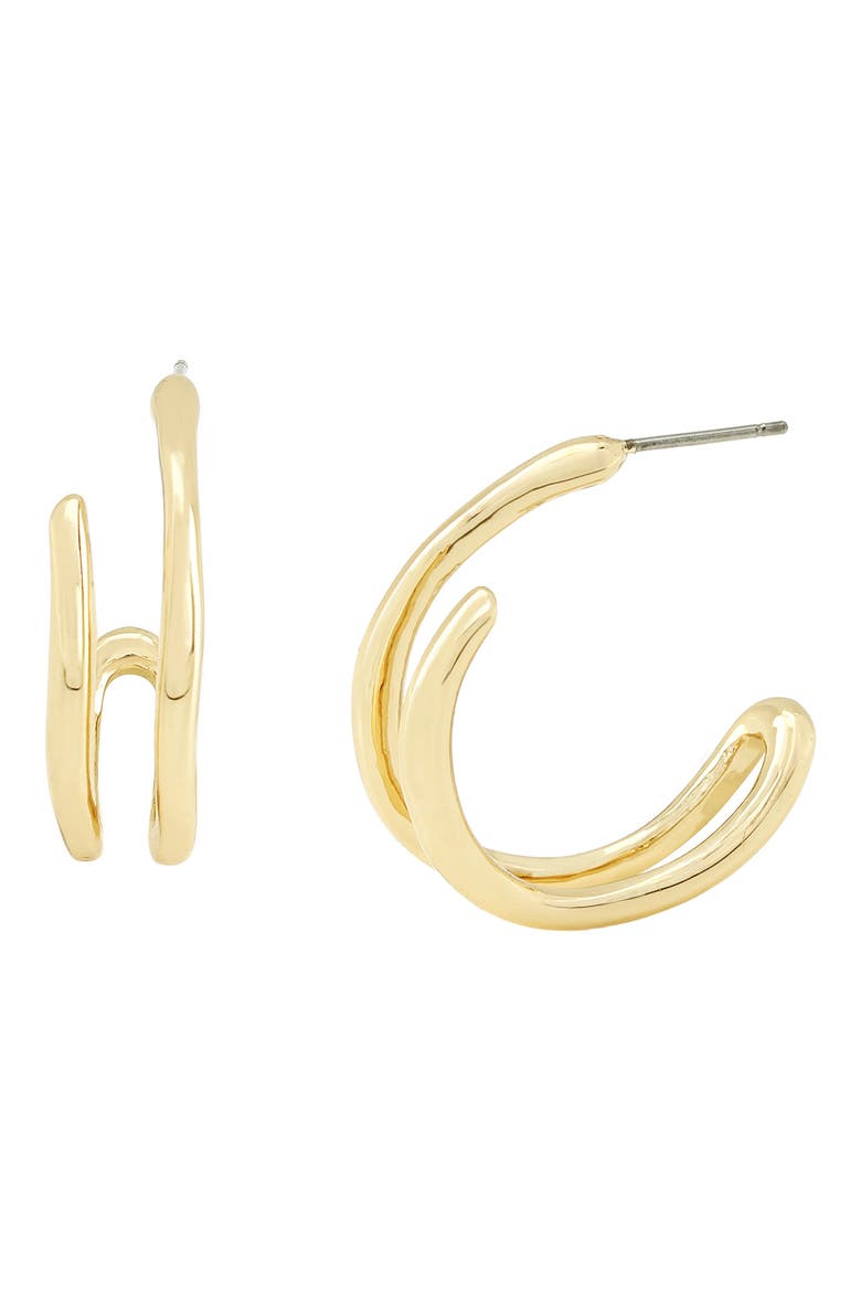 Sculptural Bypass Small Hoop Earrings, Main, color, GOLD