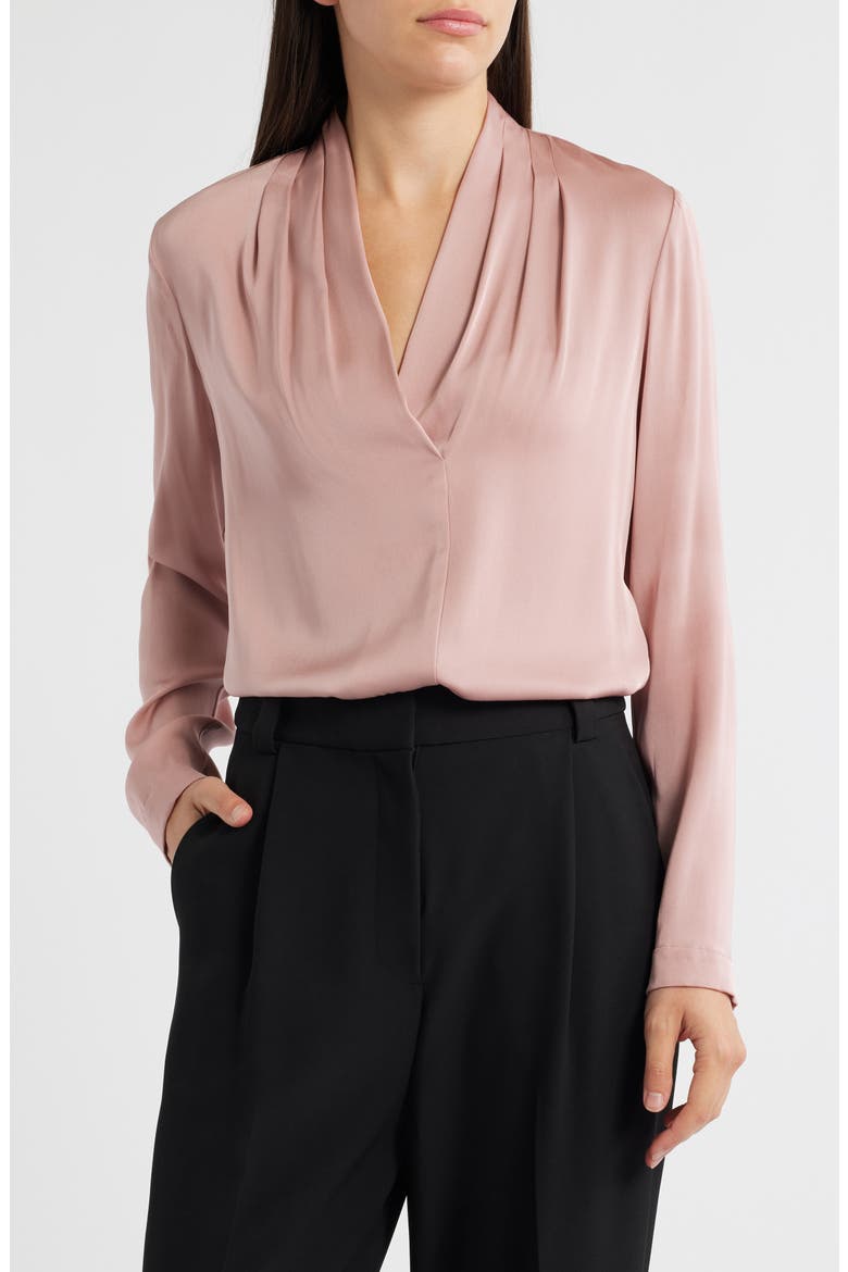 Nellie Pleated Stretch Silk Top, Main, color, VINTAGE ROSE