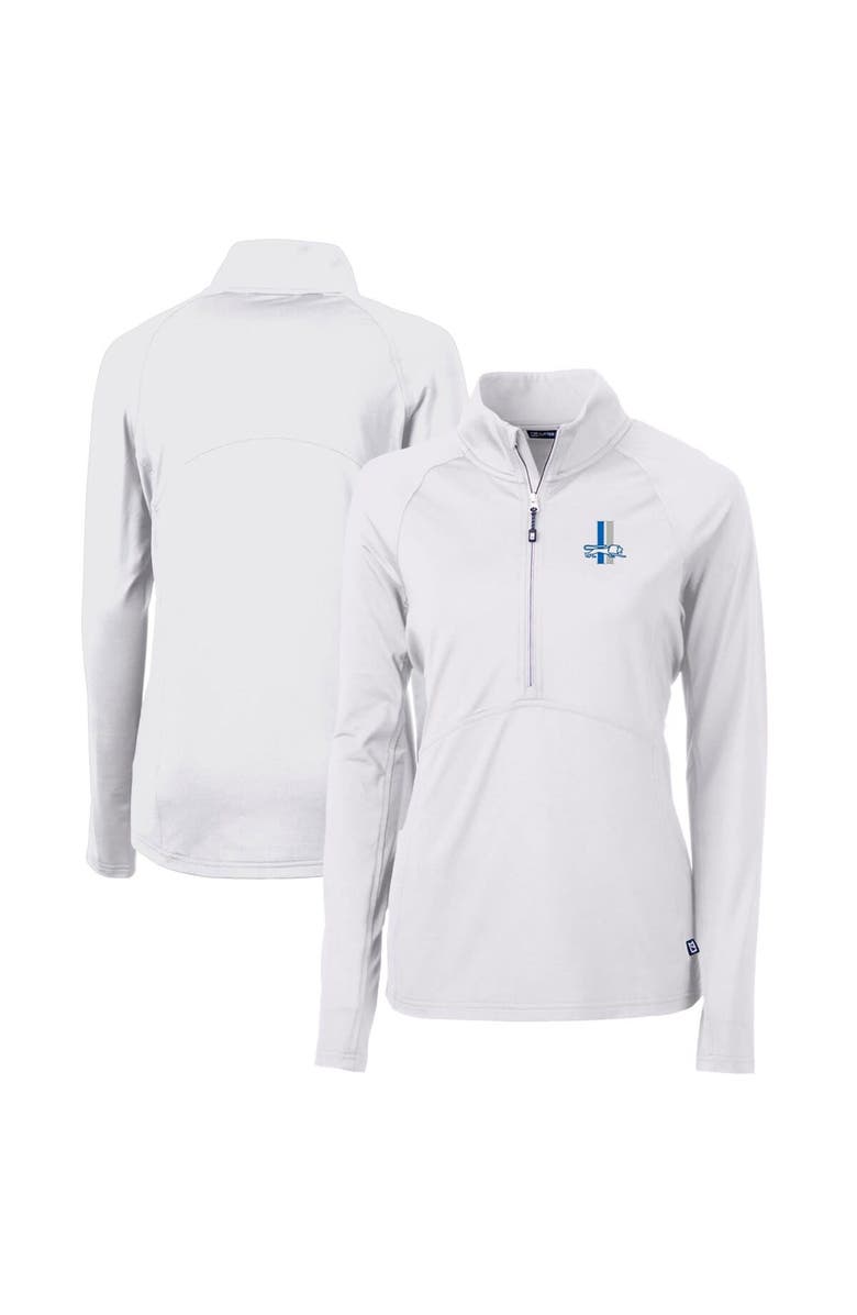 Cutter & Buck Women's Cutter & Buck White Detroit Lions Throwback Logo Adapt Eco Knit Stretch Recycled Half-Zip Pullover Top, Main, color, White